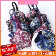 KM Lovery Women Size 36-42 Flower With Under Wired Daily Bra Baju Dalam Wanita Bra [L9374]
