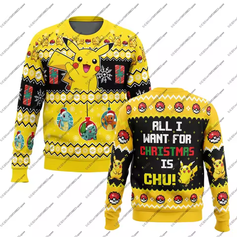 2026 Gift Men Kids Girls T Shirt Sweatshirt Boys Top P-Pikachu-Chu Adult Tee Hoodie Y2k Christmas Tr