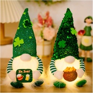 Hiasan Gnome Hari St. Patrick, 2 Pek 11.4 Inci – Gnome Berlampu Hijau Ireland dengan Periuk Emas & B