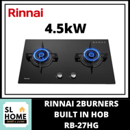 RINNAI RB-27HG BUILT IN 2 BURNER GLASS GAS HOB WITH BATTERY IGNITION
