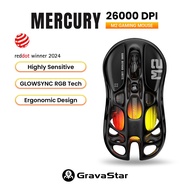 GravaStar Mercury M2 Gaming Mouse, Ergonomic PVC Hollowed-Out, 1K Hz Seamless Wired/Wireless 5 RGB &