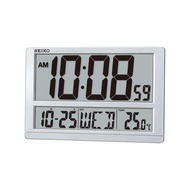 [Powermatic] SEIKO QHL080 QHL080S Digital Silver Case Large LCD Thermometer Wall Clock