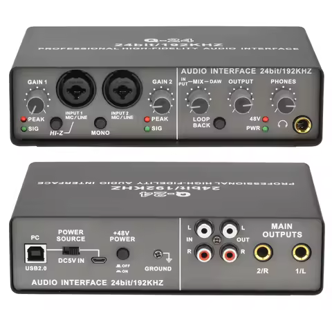 Teyun Q24 24Bit 192KHz Soundcard Loopback Audio Interface Stereo Direct Monitor External Usb Sound C