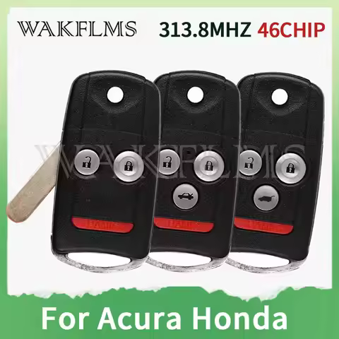 WAKFLMS For Acura MDX RDX ILX ZDX TSX TL 2007-2014 313.8MHz PCF7936 Chip Flip Remote Car Key N5F0602