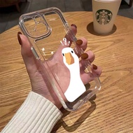 For iPhone 7 8 Plus X XS Max XR 11 12 13 14 pro max Question mark duck Transparent TPU Fine Hole Phone Case