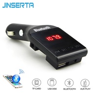 《Corner house》 JINSERTA บลูทูธเครื่องส่งสัญญาณ FM เครื่องเล่น MP3แฮนด์ฟรีชุดอุปกรณ์ติดรถยนต์รองรับ USB แฟลช TF Micro SD AUX เสียงเพลงเครื่องเล่น MP3