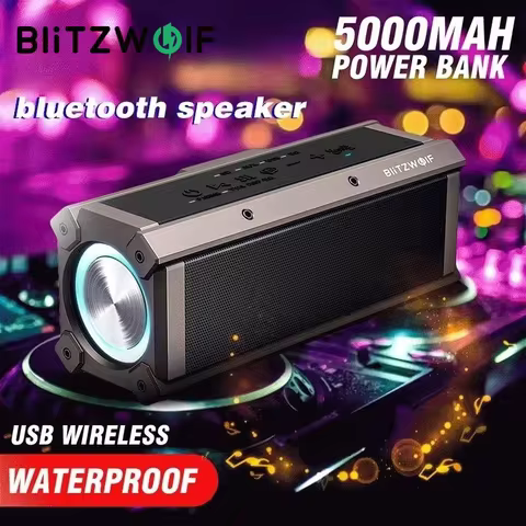 BlitzWolf BW-WA3 WA4 100W Wirelss Speaker RGB Light Portable 5000mAh bluetooth Speakers Dual Diaphra