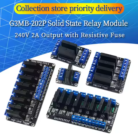 5V 12V 1/2/4/6/8 Channel Solid State Relay Module Hight / Low Level SSR G3MB-202P 240V 2A Output wit