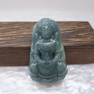 危料威料溫潤牛仔藍觀音吊墜 | 天然A貨翡翠