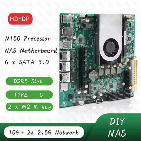 10G Network N150 Nas Motherboard New Version MINI-ITX Nas Storage Support Soft Router AV1 Hard Decod