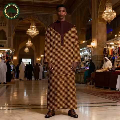 APTX 3-Pcs Muslim Men Robe Abaya Set Long Sleeve Embroidery Casual Festival Middle East Arab Clothes
