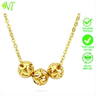 Dây chuyền nữ titan 3 trái châu mạ màu vàng 24k không đen
