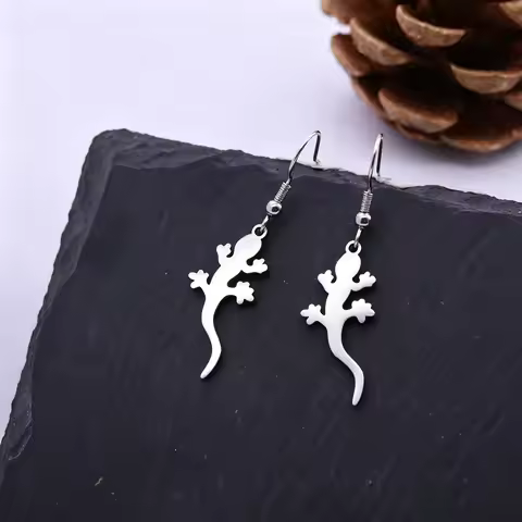 Chandler 1 Pair Stainless Steel Lizard Dangle Earrings Fashion Gecko Cocktail Earrings Women Wedding
