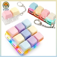 SUERHD Fidget Keychain, DIY Keyboard Keycap Finger Keyboard Cap,  2/4/9 Keys Keys Button Pass The Ti