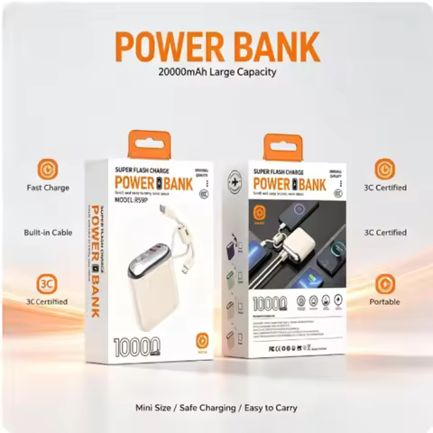 66W CCC 20000mAh Mini PowerBank Super Fast Charging Built-in USB-C Cable PD3.0/QC3.0 Certified Porta
