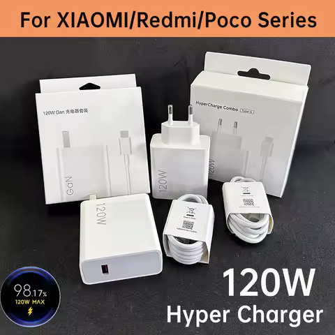 For Xiaomi GaN Charger Cargador 120w Usb Type C Cable Turbo Charge Wall Adapter For Xiaomi Mi 15 17 