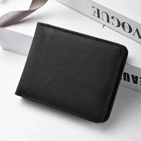 Simple Solid-Color Short Wallet, Business Leisure Card Holder, Male Wallet, ID Card, Bank Card, Male