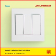 [SG LOCAL SELLER] HAGER MUSE WGML131 3-Gang 1-Way Wall Switch