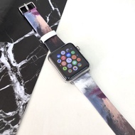 Apple Watch 真皮手錶帶,香港原創設計師品牌 - 白色油彩圖紋 03