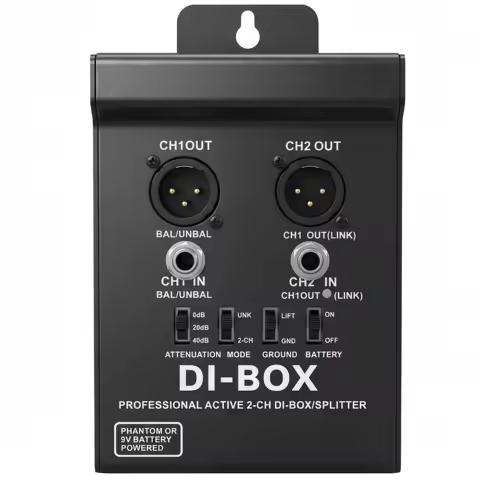 Dual Audio Converter Direct Injection Box Professional Active Box Performances 2 Channel Passive DI 