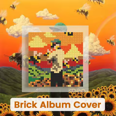 T-Tyler the Creator Moc Building Blocks Pixel Art Mosaic Brick Painting Album Cover Poster Wall Pict