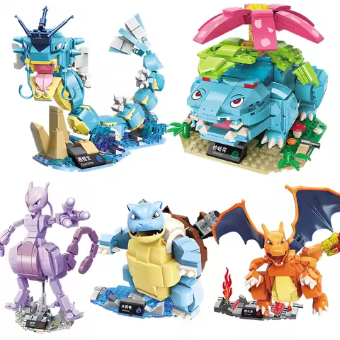 Keeppley Pocket Monsters Series Assembly Blocks Venusaur Charizard Blastoise Gyarados Mewtwo Action 