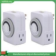 [in stock]US Plug, 2Pcs 24-Hour Outlet Timer with 2 Grounded Outlets Timer Outlet for Electrical Out