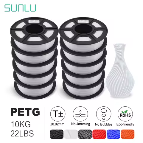 SUNLU PETG Filament 10KG 1.75MM 22LBS No Bubble Odorless Arrange Neatly Good Toughness BIodegradable
