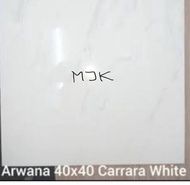 Keramik lantai kilap 40x40 model granit carrara white Kw1 super Promo