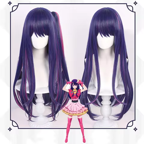 Anime Oshi No Ko Hoshino Ai Purple Wig Cosplay Headwear Girl Lolita Ponytail Heat Resistant Wigs Acc