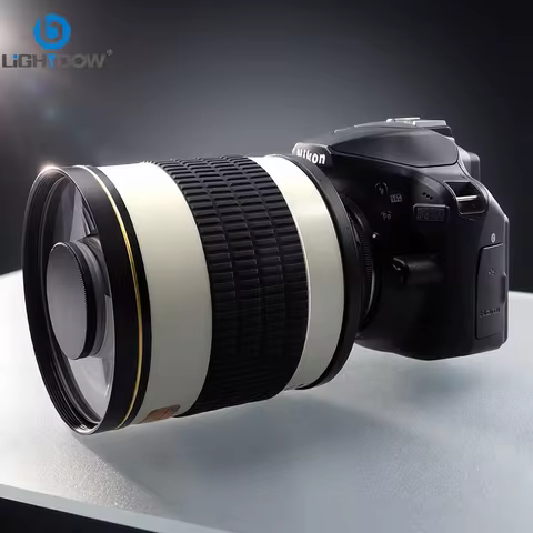 Lightdow Fixed Focus 500mm F6.3 Telephoto Manual Mirror Lens With T2 Mount Adapter Ring for Nikon Ca