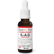 Medi-C Plus Vitamin K2 + A + D3 30 ml, Vanilla Flavour, Easy-to-Take Liquid, 480 Drops, 50 mcg/500 I