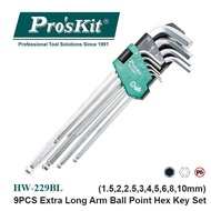 Pro'sKit HW-229BL 9PCS Extra Long Arm Ball Point Hex Key Set (1.5,2,2.5,3,4,5,6,8,10mm)