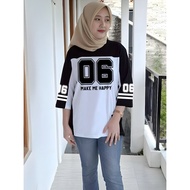 Women's Oversized Baseball Number 7/8 Sleeve Muslimah T-Shirt