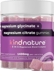 Kind Nature 2-in-1 Magnesium Gummies - 1000mg Magnesium Citrate Gummies & 400mg Magnesium Glycinate 