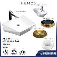 HEMOS BATHROOM CERAMIC WASH BASIN TABLE TOP ART BASIN VESSEL SINK PORCELAIN HM-642,650,652
