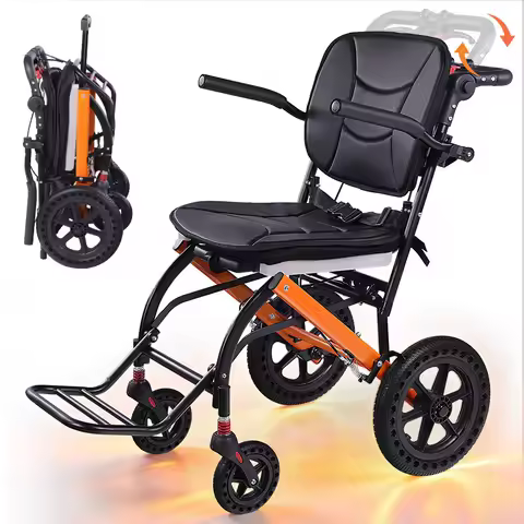Premium Lightweight Transport Wheelchair for Seniors & Adults, Ergonomic Folding Travel Wheelchair w