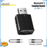 NICO Usb Bluetooth-compatible 5.0 Transmitter Receiver 3 In 1 Edr Adapter 3.5mm Aux Cable For Tv Pc Stereo Audio