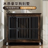 Dog Crate Furniture,Metal and Wooden Dog Crate,Dog Kennels with 3 Doors Indoor,Pet Puppy Crate End T