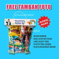 Plastik Snack Ulang Tahun Anak Mini Parcel Tag Custom Foto Anak