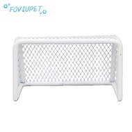 FOVIUPET Mini Soccer Goal, 11*6.5*6cm Stainless Steel Frame Aquarium Soccer Goal, Durable White Mini