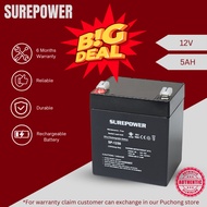 SUREPOWER Maintenance Free Sealed Lead Acid Battery (12V 5AH),Bateri Elektrik Basikal Scooter