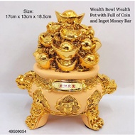 Golden Wealth Pot Full of Coin and Ingot with Overflowing Treasures for Abundance