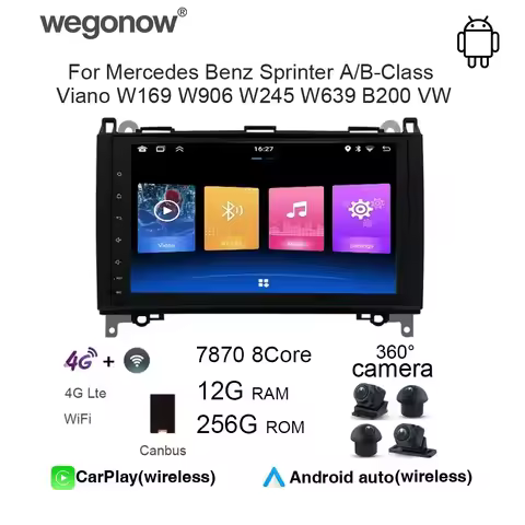 Car Radio Carplay Android 11 Audio Stereo For Mercedes Benz Sprinter A/B-Class Viano W169 W906 W245