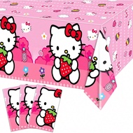 1/3 ชิ้น PE น่ารัก Kawaii Sanrio Hello Kitty ของตกแต่งวันเกิด ผ้าปูโต๊ะ ของขวัญ