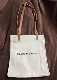 (全家運費優惠請私訊)Club Monaco皮革帆布袋(全新未使用，約31*36CM)