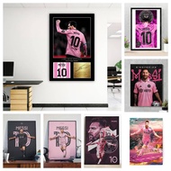 Lionel Messi Inter Miami Poster | MLS Football Soccer Poster Wall Art Pink series Canvas painting