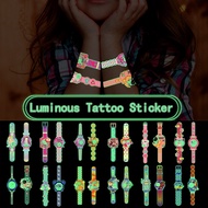 1 Pc Of 2 Style Kids Cartoon Luminous Watch Tattoo Sticker Temporary Color Glowing Watch Animal Tatt