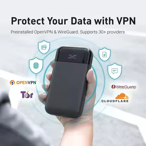 4G LTE Portable Wi-Fi Hotspot for Travel, OpenWrt, OpenVPN, WireGuard, 7000mAh Battery Global Versio