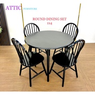 Round Dining Set/4 Seater Dining Set/ Round Dining Set 1x4/Meja Makan Set 1x4/ATTIC FURNITURE JF ROU